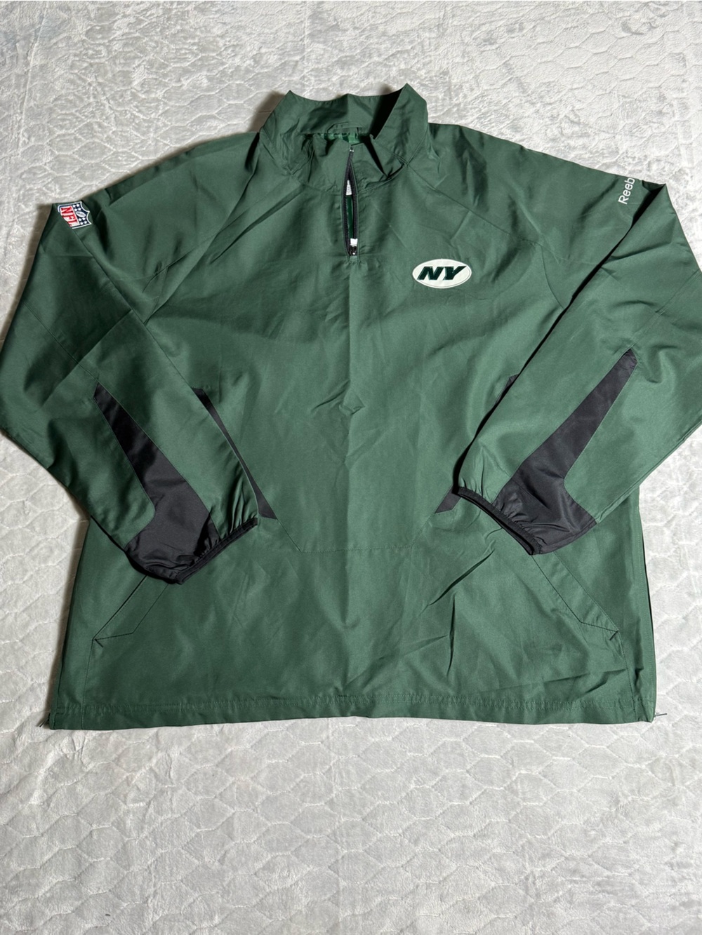 Vintage Reebok New York Jets NFL On Field Quarter Zip Windbreaker 2XL